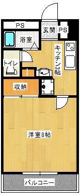 しおんビル(1K/4階)の間取り写真
