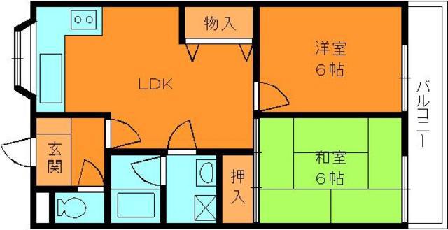 セントーサ西大和(2LDK/2階)の間取り写真