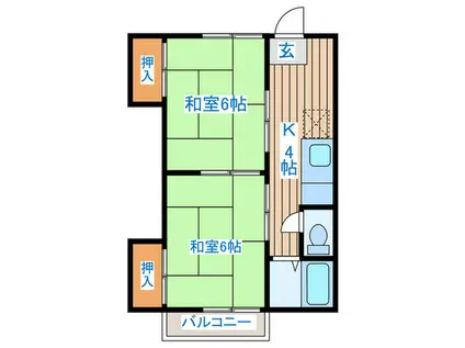 メゾンカキヌマ(2K/2階)の間取り写真