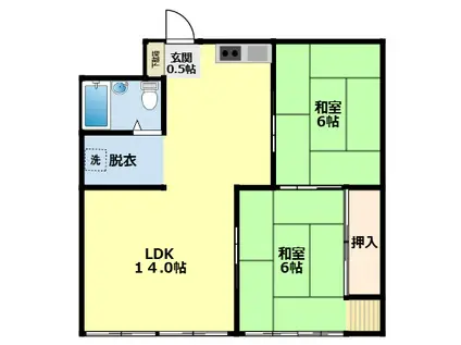 ホワイトキャッスル豊田1(2LDK/2階)の間取り写真