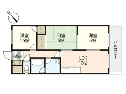 デンファーレ祇園(3LDK/4階)の間取り写真
