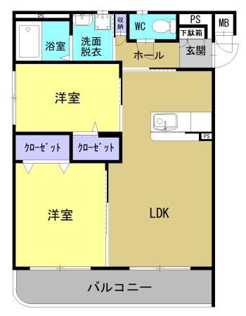 KIARAI(2LDK/3階)の間取り写真