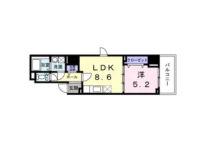 ココクレメント(1LDK/2階)の間取り写真