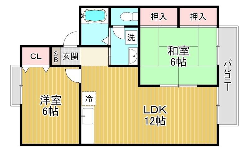 フォレストパークA棟(2LDK/2階)の間取り写真