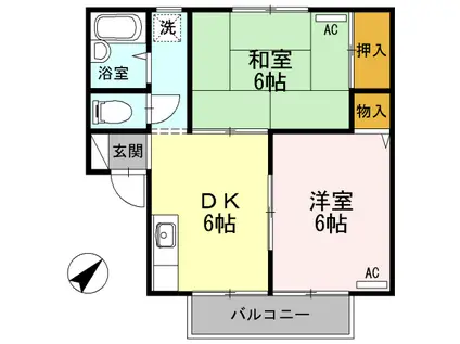 フジハイツ(2DK/2階)の間取り写真