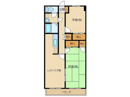 レユスイール向原(2LDK/3階)の間取り写真