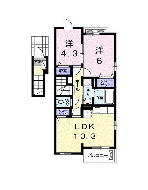 ラグランジュ(2LDK/2階)の間取り写真