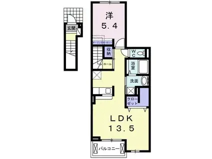 プロフィット(1LDK/2階)の間取り写真