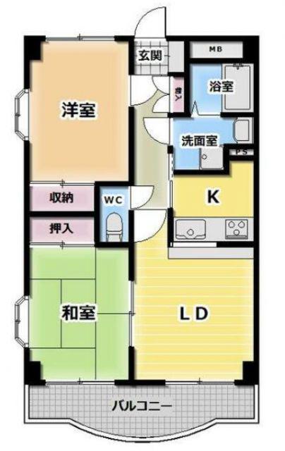 ヴェルシャトー京都(2LDK/3階)の間取り写真