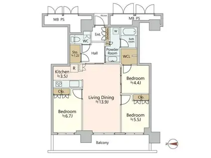 ジオタワー高槻ミューズガーデン(3LDK/27階)の間取り写真