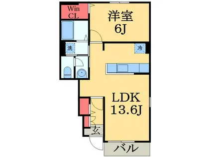 スクエアパークII(1LDK/1階)の間取り写真