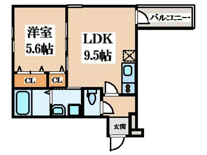 フジパレス瓜生堂II番館(1LDK/2階)の間取り写真