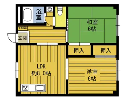 第1後藤ビル(2DK/2階)の間取り写真