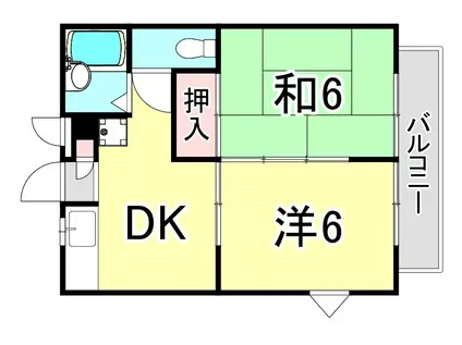 リヴィエール苦楽園(2DK/1階)の間取り写真