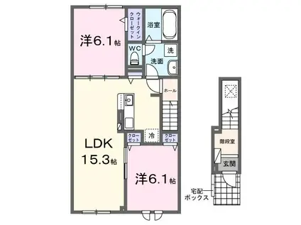 アンジェロI(2LDK/2階)の間取り写真