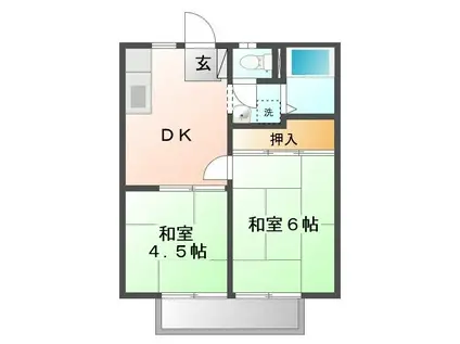 メゾンレスポワール AB棟(2DK/2階)の間取り写真