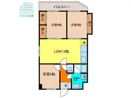 サンロード富士(3LDK/1階)の間取り写真