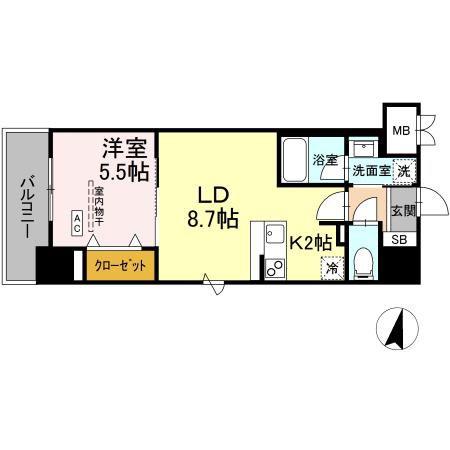 BULL HOUSE(1LDK/9階)の間取り写真
