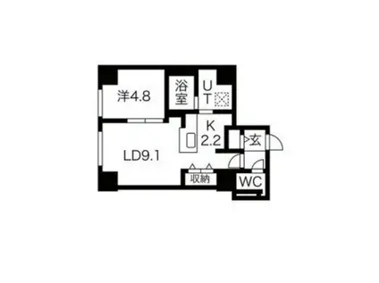 F012琴似(1LDK/7階)の間取り写真