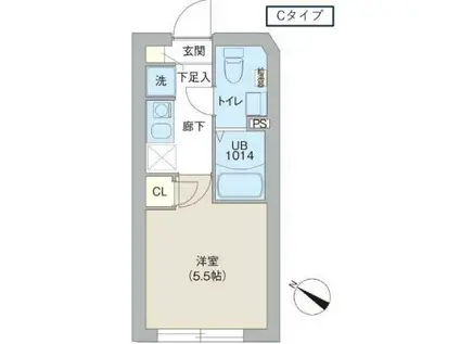 レピュア三ノ輪レジデンスII(1K/4階)の間取り写真