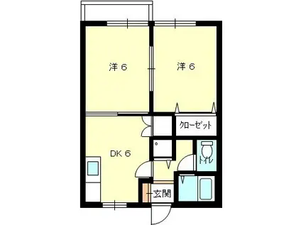 ポルトリンド田島(2DK/2階)の間取り写真