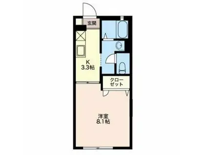 ベルドミールI(1K/2階)の間取り写真