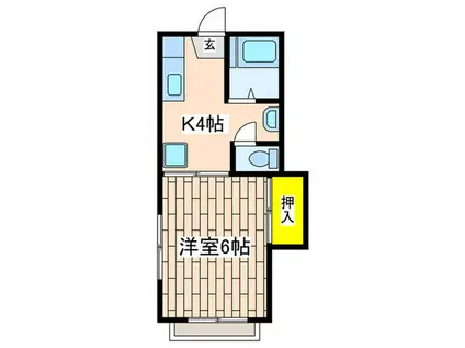 コスモハイツB(1K/2階)の間取り写真