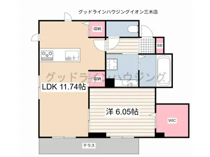 HEIM SPICAA棟(1LDK/1階)の間取り写真