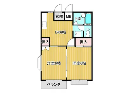 グリーンハイツ倉永(2DK/2階)の間取り写真