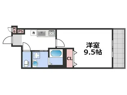 プランドール勝山(1K/2階)の間取り写真