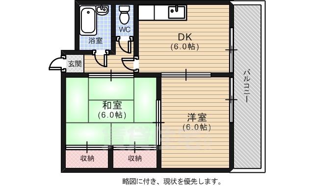 渡部コーポ(2DK/1階)の間取り写真
