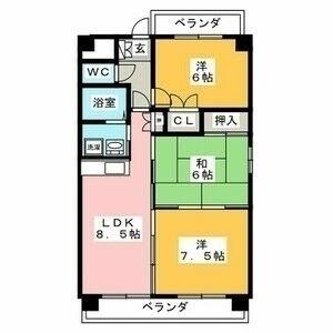 ラ・ミノール(3DK/2階)の間取り写真