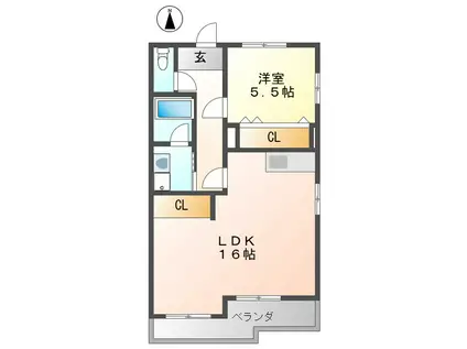 メゾンシャンビラージ多加木(1LDK/1階)の間取り写真