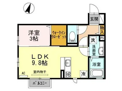 グランメモワール(1LDK/2階)の間取り写真