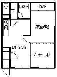コーポ清栄(2DK/1階)の間取り写真