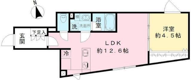 COEUR BLANC八幡山(1LDK/2階)の間取り写真