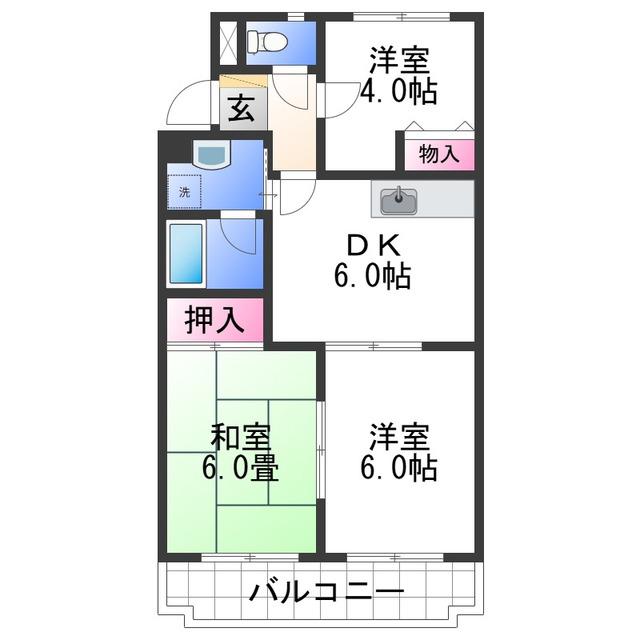 サイカプラザ(3DK/1階)の間取り写真