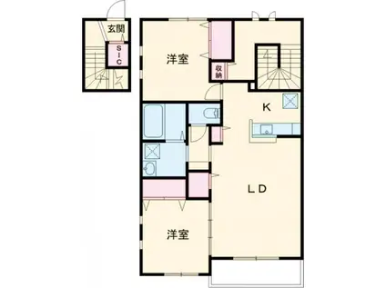 NOVガーデンハウス谷田部 F棟(2LDK/2階)の間取り写真