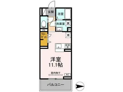 グレイスガーデンA(ワンルーム/3階)の間取り写真