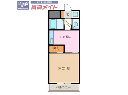 マンション青山(1DK/4階)の間取り写真