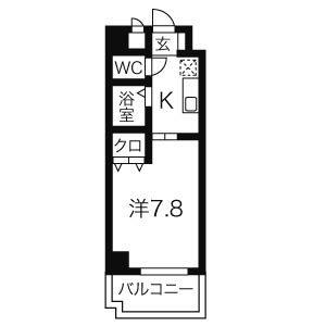 びいⅥ植田(1K/8階)の間取り写真