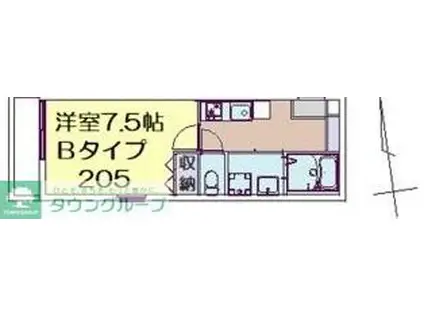 ベイシティ(1K/2階)の間取り写真