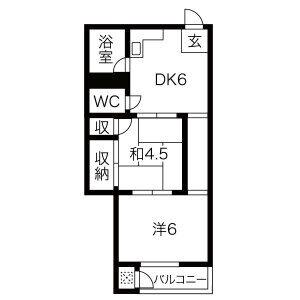 中源ビル(2DK/2階)の間取り写真