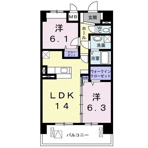 ファミリアレアーレ(2LDK/5階)の間取り写真