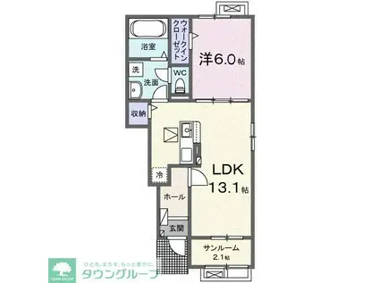 ヒカルサ加須イーストI(1LDK/1階)の間取り写真