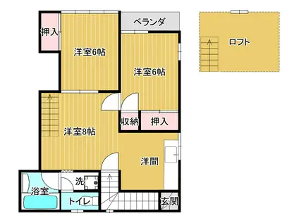 MトクナガA棟(2LDK/2階)の間取り写真