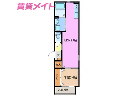 LECOCON四日市VIII(1LDK/2階)の間取り写真