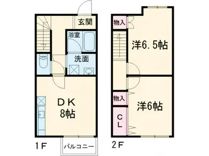 クエストN B(2DK/1階)の間取り写真