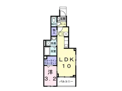 セレソ シティ 八ヶ崎(1LDK/1階)の間取り写真