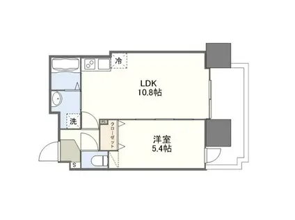 稲荷町Mマンション(1LDK/8階)の間取り写真